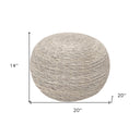 Wool Round Ribbed Pouf Ottoman - Gray - HomeRoots - Accent Poufs - Elite Enclave Home