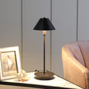 Metal Bedside Table Lamp With Black Cone Shade - Black