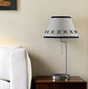 Bedside Table Lamp With Off-White Empire Shade - Silver