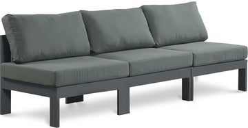 Nizuc - Outdoor Patio 3 Seat Armless Modular Sofa With Gray Frame