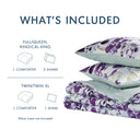 Gabby - Twin/Twin Long Reversible Floral Botanical Seersucker Comforter Set - Plum/Gray