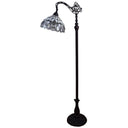 12" x 12" x 62" Traditional Shaped Floor Lamp With White Stained Glass Bowl Shade - Brown