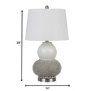 24" Metal Two Light Desk Table Lamps With White Globe Shade (Set of 2) - Silver
