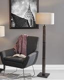 Traditional Shaped Floor Lamp With Off - White Drum Shade - Black - HomeRoots - Floor Lamps - Elite Enclave Home