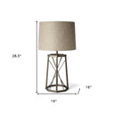 Lamp Base LED With Beige Shade - Bronze