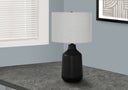 Concrete Urn Table Lamp With Gray Drum Shade - Black - HomeRoots - Table Lamps - Elite Enclave Home