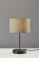 Metal Wood Wireless Charging Table Lamp - Matte Black