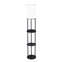 Wood Floor Lamp With Circular USB Charging Station Shelf - Black - HomeRoots - Floor Lamps - Elite Enclave Home