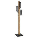 Three Light Traditional Shaped Floor Lamp With Black Novelty Shade - Brown - HomeRoots - Floor Lamps - Elite Enclave Home