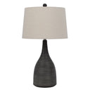 Ceramic Round Table Lamp With Beige Empire Shade - Black