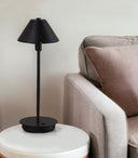 Metal Bedside Table Lamp With Black Cone Shade - Black