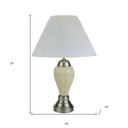 Ceramic Urn Table Lamp With White Empire Shade - Ivory And Silver