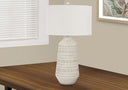 Ceramic Geometric Table Lamp With Cream Drum Shade - Ivory - HomeRoots - Table Lamps - Elite Enclave Home