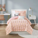 Raina - Twin Metallic Printed Comforter Set - Blush / Gold