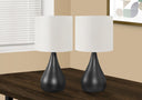 Metal Round Table Lamps With Ivory Drum Shade (Set of 2) - Black - HomeRoots - Lamp Sets - Elite Enclave Home