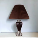 Ceramic Urn Bedside Table Lamp With Brown Empire Shade - Silver