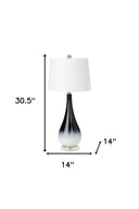 Glass Table Lamps With White Empire Shade (Set of 2) - Black And White