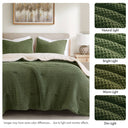 Riordan - Twin Waffle Knit Comforter Set - Olive