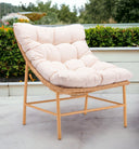 Aluminum Indoor Outdoor Accent Chair With Beige Cushion - Beige And Brown