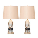 Novelty Table Lamp Coastal With Off-White Empire Shade (Set of 2) - Natural White And Blue