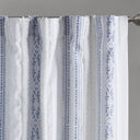 Veronica - 50x84" Poly Printed Curtain Panel With Tufted Stripe And Lining - White / Navy - Madison Park - Curtains & Drapes - Elite Enclave Home