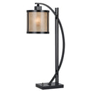 Metal Lantern Table Lamp With White Drum Shade - Black - HomeRoots - Table Lamps - Elite Enclave Home