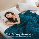 Ruched Fur - Ruched Throw - Teal - Madison Park - Throws - Elite Enclave Home