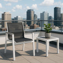 Nizuc - Outdoor Patio Dining Arm Chair With White Frame And Gray Arms (Set of 2)