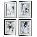 Tangled Threads - Abstract Framed Prints (Set of 4) - Pearl Silver
