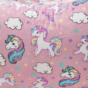 Microfiber Round Unicorn Pouf Cover - Pink And White