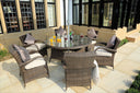 7 Piece Outdoor Dining Set With Washed Cushion - Brown