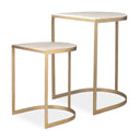 Lindon - Travertine Nesting Tables Set - Gold / White - Uttermost - Nesting Tables- Elite Enclave Home