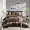 Boulder Stripe - King/California King Pieced Comforter Set - Brown - Super Listing - Comforters & Sets - Elite Enclave Home