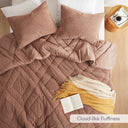 Kyla - King/California King Double Diamond Quilted Teddy Comforter Set - Brown - Comfort Spaces - Comforters & Sets - Elite Enclave Home