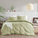Porter - Full Soft Washed Pleated Duvet Cover Set - Sage
