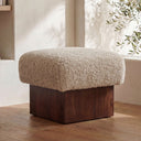 Serge - Ottoman Faux Shearling - Cream / White / Dark Brown - Moe's Home Collection - Upholstered Ottomans - Elite Enclave Home