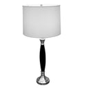 30" Solid Wood Bedside Table Lamp With White Shade - Black