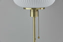 Table Lamp With White Ribbed Frosted Glass Dome Shade - Antiqued Brass