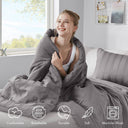 Logan - Twin/Twin Long Striped Duvet Set - Charcoal