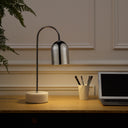 Iron Desk Table Lamp With Silver Metallic Bell Shade - Silver Metallic
