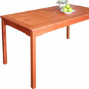 59" x 31" x 29" Solid Wood Outdoor Dining Table With Umbrella Hole - Brown