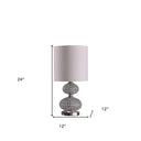 Faux Crystal Double Orb Table Lamp With White Classic Drum Shade - Chrome