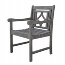 Solid Wood Indoor Outdoor Arm Chair - Gray