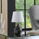 Table Lamp With White Globe Shade - Black
