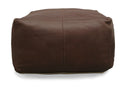 Leather Square Pouf Ottoman - Dark Brown