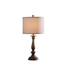 Rustic Candlestick Table Lamp With White Shade - Taupe Cream