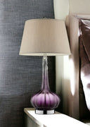 Glass Table Lamp With Beige Shade - Purple Ombre