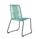 5 Piece Round Stone Dining Set With Four Chairs - Gray And Light Blue