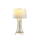 Bamboo Design Table Lamp With Off-White Drum Shade - Gold