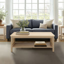 Ashlyn - 2-Tier Coffee Table With Sides & Spacious Open Shelf Storage - Natural